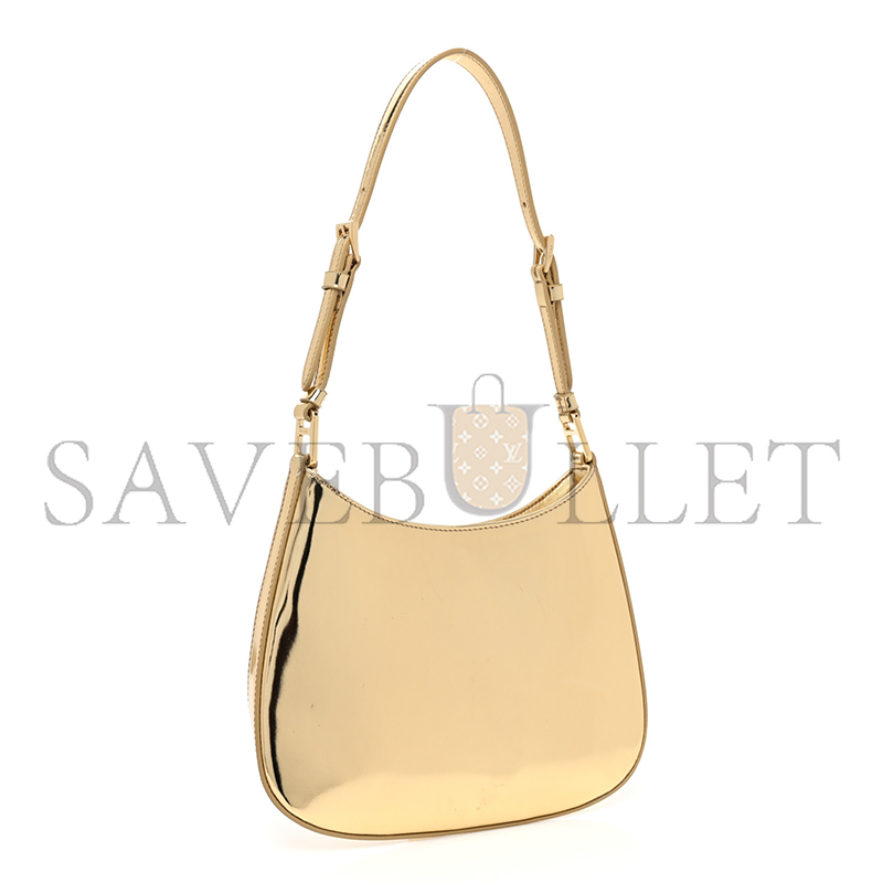 PRADA SPAZZOLATO CLEO ADJUSTABLE STRAP SHOULDER BAG PLATINO 1BC169 (22*18.5*4.5cm)